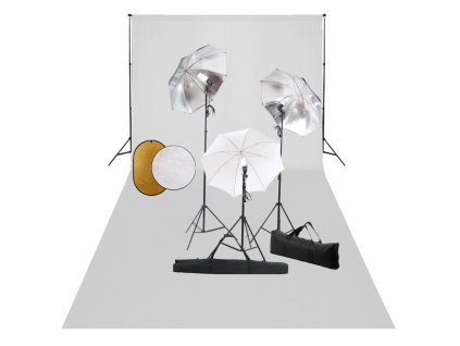 vidaXL Fotografické vybavenie s lampami, dáždnikmi, pozadím a reflektorom