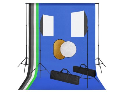 vidaXL Fotografické vybavenie s lampami, pozadím a reflektorom