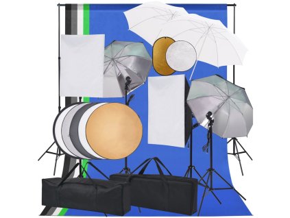 vidaXL Fotografické vybavenie so softboxami, dáždnikmi, pozadím a reflektorom