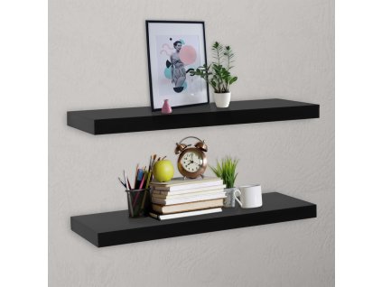 vidaXL Plávajúce nástenné police 2 ks čierne 100x20x3,8 cm