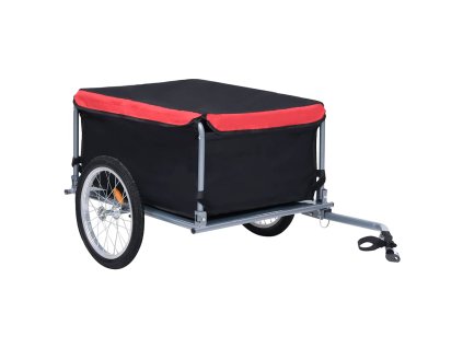vidaXL Príves na bicykel, čierno červený 65 kg