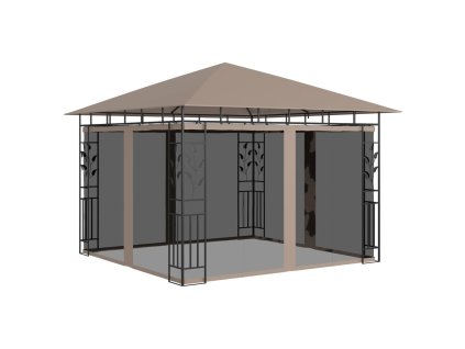 vidaXL Altánok so sieťou proti komárom 3x3x2,73 m sivohnedý 180 g/㎡