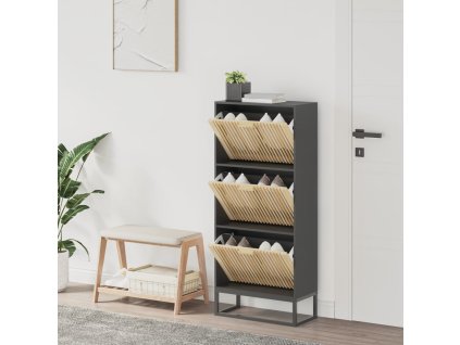 vidaXL Botník čierny 52x25x120 cm kompozitné drevo