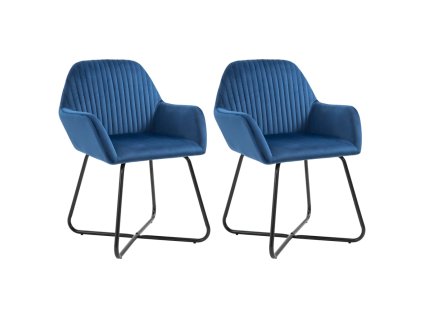 vidaXL Jedálenské stoličky 2 ks modré zamatové