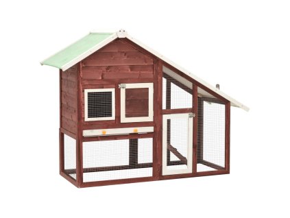vidaXL Králikáreň kávovo-biela 140x63x120 cm jedľové drevo