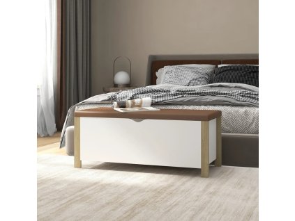 vidaXL Úložný box s vankúšom dub sonoma a biela 105x40x45 cm drevotrieska
