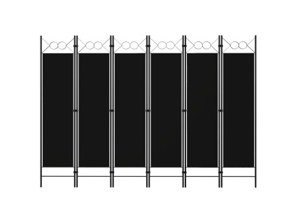 vidaXL Paraván so 6 panelmi, čierny 240x180 cm