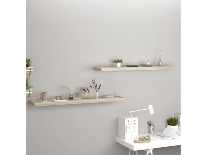 vidaXL Plávajúce nástenné police 2 ks, dubové 120x23,5x3,8 cm, MDF