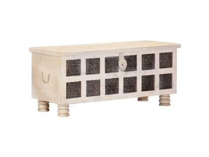 vidaXL Úložný box biely 110x40x45 cm masívne akáciové drevo