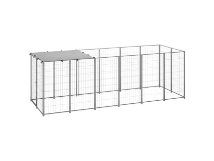 vidaXL Koterec pre psa strieborný 330x110x110 cm oceľ