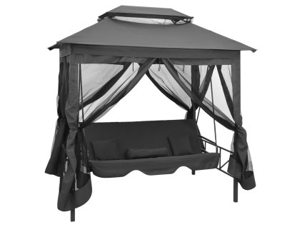 vidaXL Záhradná hojdačka so strieškou, antracitová 220x160x240cm, oceľ