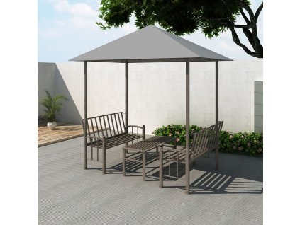 vidaXL Záhradný altánok so stolom a lavicami antracitový 2,5x1,5x2,4 m