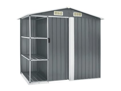 vidaXL Záhradná kôlňa s regálom sivá 205x130x183 cm železná