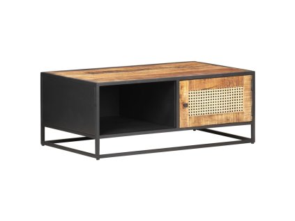 vidaXL Konferenčný stolík 90x50x35 cm mangovník a prírodná trstina