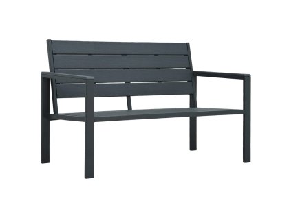 vidaXL Záhradná lavička 120 cm, HDPE, sivá, drevený vzhľad