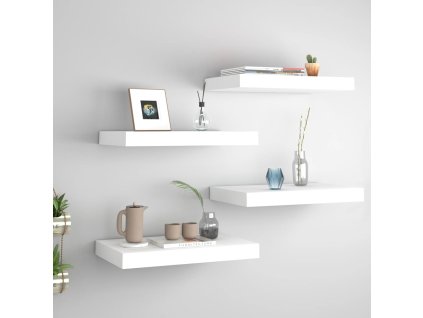 vidaXL Plávajúce nástenné police 4 ks, biele 40x23x3,8 cm, MDF