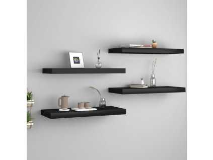 vidaXL Plávajúce nástenné police 4 ks, čierne 60x23,5x3,8 cm, MDF