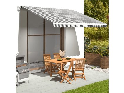 vidaXL Náhradná látka na markízu antracitovo-biela 4x3 m