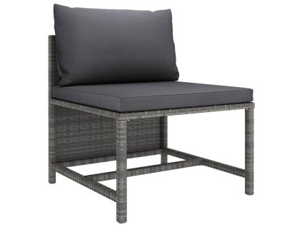 vidaXL Sekčná stredová pohovka s podložkami sivá polyratanová