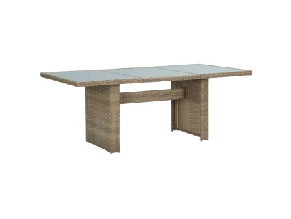 vidaXL Záhradný jedálenský stôl hnedý 200x100x74 cm sklo a polyratan