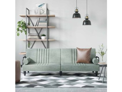 vidaXL Rozkladacia pohovka s opierkami rúk bledosivá zamat