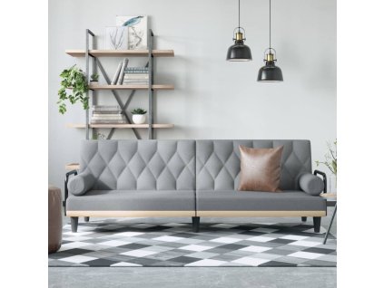 vidaXL Rozkladacia pohovka s opierkami rúk bledosivá látka