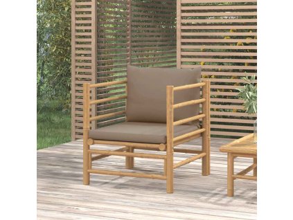 vidaXL Záhradná pohovka so sivohnedými vankúšmi bambus