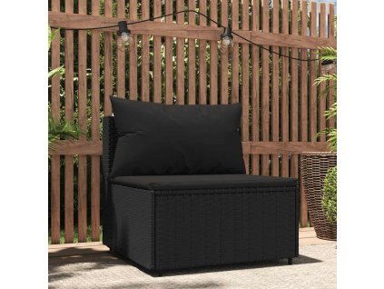 vidaXL Záhradné stredové pohovky s vankúšmi čierne polyratan