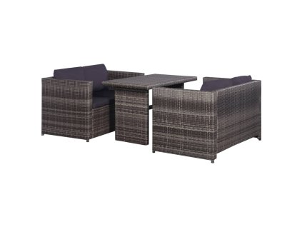 vidaXL 3-dielna bistro súprava s vankúšmi polyratanová sivá