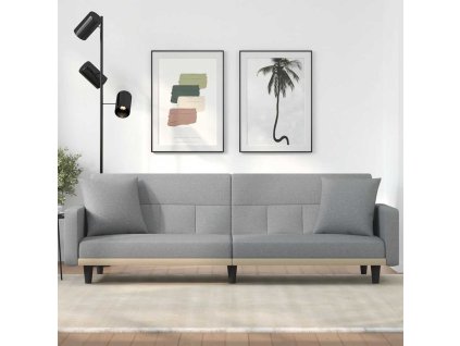 vidaXL Rozkladacia pohovka s vankúšmi bledosivá látka