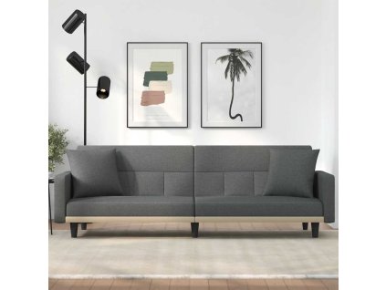 vidaXL Rozkladacia pohovka s vankúšmi tmavosivá látka