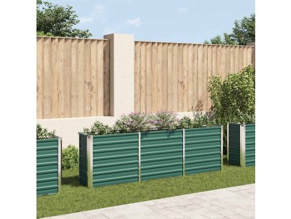 vidaXL Vyvýšený záhradný záhon, pozinkovaná oceľ 240x40x77 cm, zelený