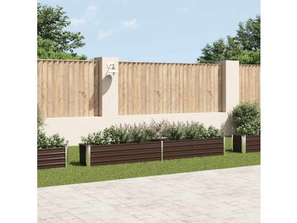 vidaXL Vyvýšený záhradný záhon, pozinkovaná oceľ 320x40x45 cm, hnedý