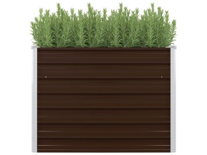 vidaXL Vyvýšený záhradný kvetináč hnedý 100x100x77 cm pozinkovaná oceľ