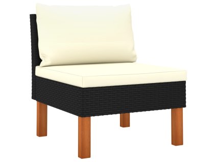 vidaXL Stredová pohovka polyratan a eukalyptový masív