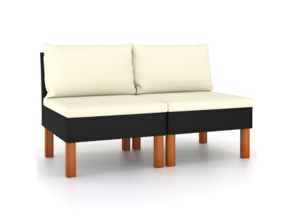 vidaXL Stredové pohovky 2 ks polyratan a eukalyptový masív