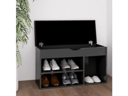 vidaXL Lavica na topánky+podložka, sivá 80x30x47 cm, kompozitné drevo
