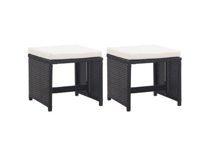 vidaXL Záhradné stoličky 2 ks s podložkami, polyratan, čierne