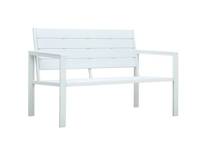 vidaXL Záhradná lavička 120 cm, HDPE, biela, drevený vzhľad