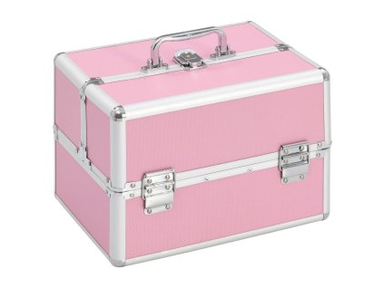vidaXL Kufrík na make-up ružový 22x30x21 cm hliníkový