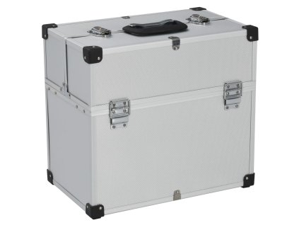 vidaXL Kufrík na náradie 38x22,5x34 cm, strieborný, hliník