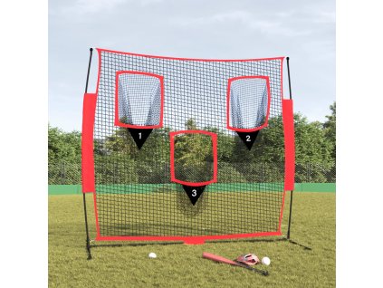 vidaXL Prenosná baseballová sieť čiernočervená 183x105x183cm polyester