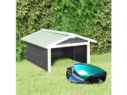 vidaXL Garáž na robotickú kosačku 72x87x50 cm sivo-biela jedľa