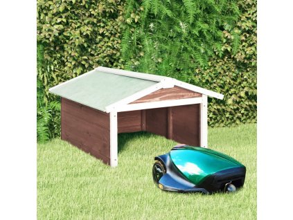 vidaXL Garáž na robotickú kosačku 72x87x50 cm mokka-biela jedľa