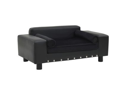 vidaXL Pohovka pre psa, čierna 81x43x31 cm, plyš a umelá koža