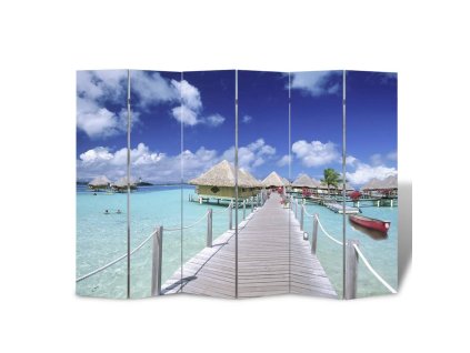 vidaXL Skladací paraván 217x170 cm potlač pláže