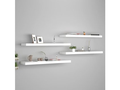 vidaXL Plávajúce nástenné police 4 ks, biele 90x23,5x3,8 cm, MDF