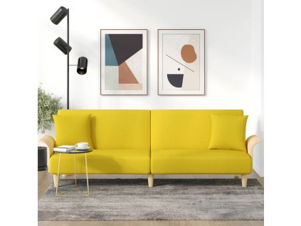 vidaXL Rozkladacia pohovka s opierkami na ruky bledožltá látka