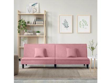 vidaXL Rozkladacia pohovka ružová zamat