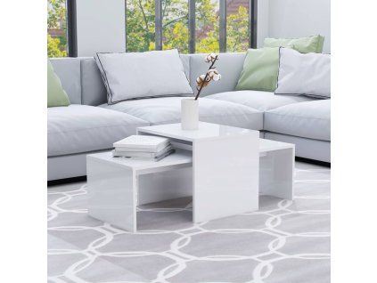 vidaXL Konferenčné stolíky, lesklé biele 100x48x40cm, kompozitné drevo